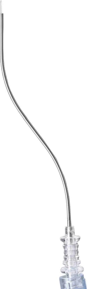 Instrumento curvo para acceso endonasal mostrado en el folleto